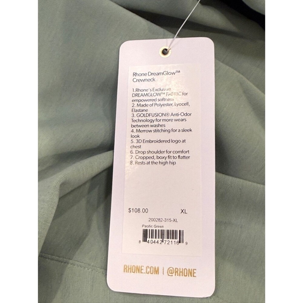 RHONE DreamGlow Sage Green Crewneck with Subtle Logo - Picture 4 of 5